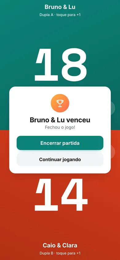Placar da areia, app de futevôlei construído pelo time da Aimi